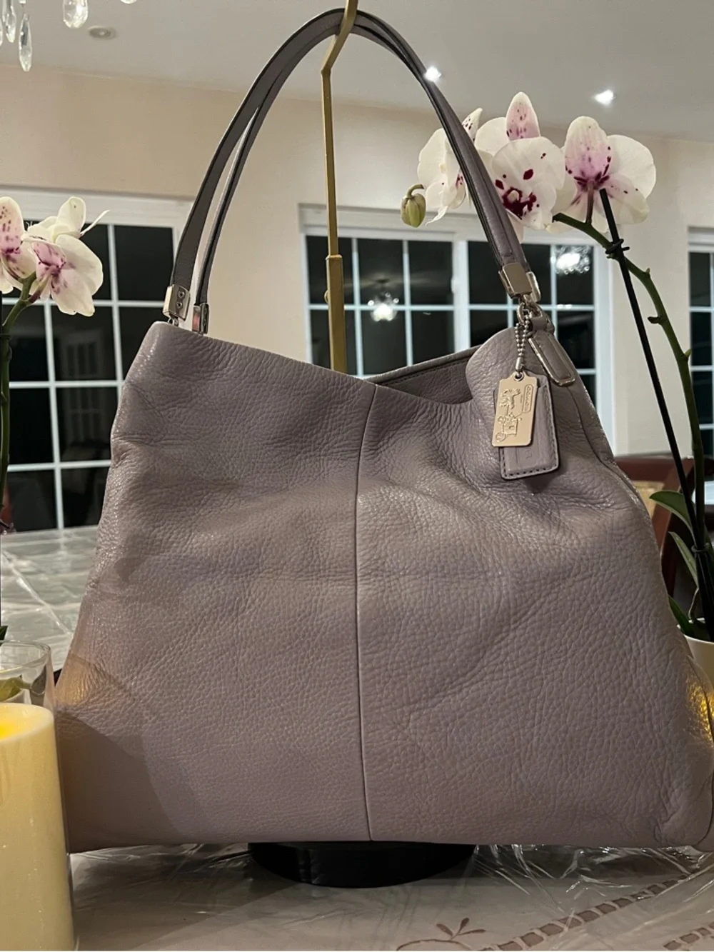 Coach Madison Phoebe Gray Pebbled Leather Hobo Shoulder Bag Luxe Boutique ~ EUC
